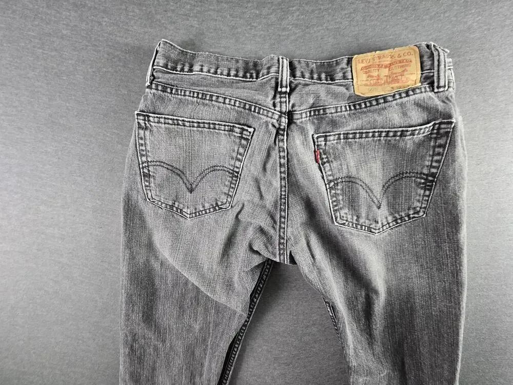 Levis 505 Jeans Mens 32x32 Gray Charcoal Wash Straight Fit Denim Classic Pants